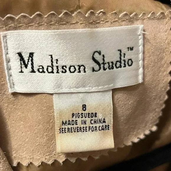 Madison Studio Pig Suede Light Brown Patch/Stitch Jacket Size 8 - Picture 2 of 11